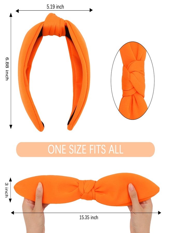 CURASA Orange Knotted Headbands For Women Girls Non Slip Knot Headband Wide Fashion Hairband Top Knot Decorative Hair Accessories Fabric Hair Bands Elastic Head Bands Christmas Party Gifts - Image 2